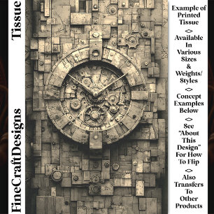 Papier Mousseline Horloge Steampunk Sépia Industrielle CZ1S Découpag