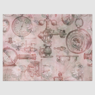 Papier Mousseline Horloges et montres rose Steampunk Découpage