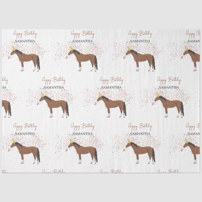 Papier Mousseline Horse Partyage Animaux de ferme Nom personnalisé A (Recto)