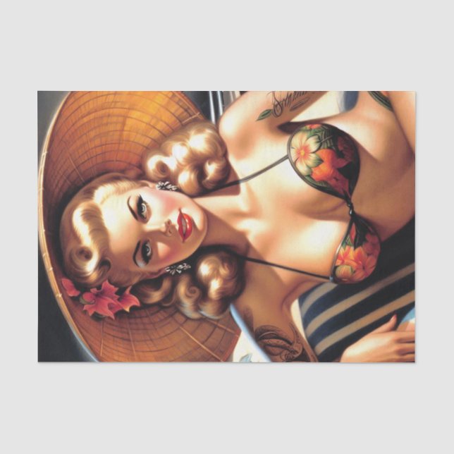 Papier Mousseline Hot Beach Pin-up (Recto)