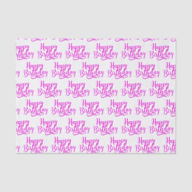 Papier Mousseline Hot rose HAPPY ANNIVERSAIRE Personnalisé (Recto)
