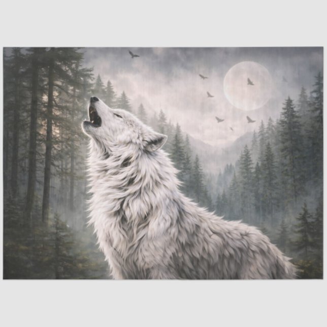 Papier Mousseline Howling Wolf Tissue Paper (Recto)
