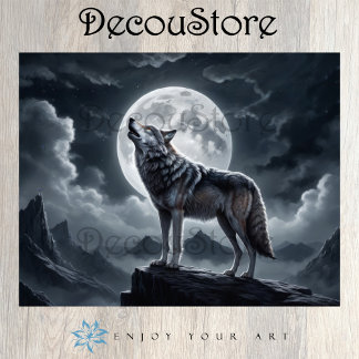 Papier Mousseline Howling Wolf Under the Pleine lune - Découpage