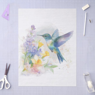 Papier Mousseline Hummingbird Floral Watercolor