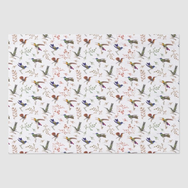 Papier Mousseline Hummingbirds Papier d'enveloppement d'oiseaux colo (Recto)