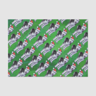 Papier Mousseline Husky Festin à Santa Hat sur Green