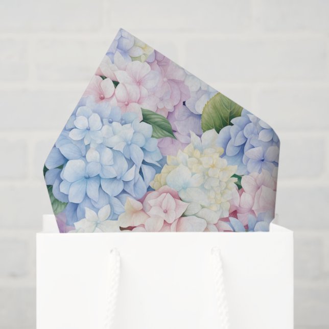Papier Mousseline Hydrangea Aquarelle Imprimer Papier Tissu (Sac cadeau)