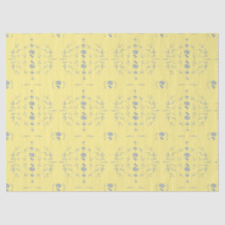 Papier Mousseline Hydrangea Block Motif jaune et bleu