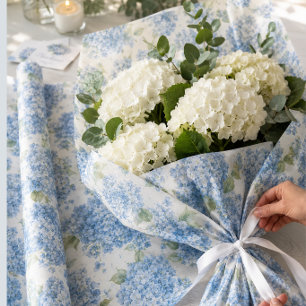Papier Mousseline Hydrangea Floral Bleu Élégant