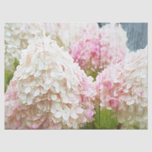 Papier Mousseline Hydrangea Vintage rose blanc Floral Bois rustique