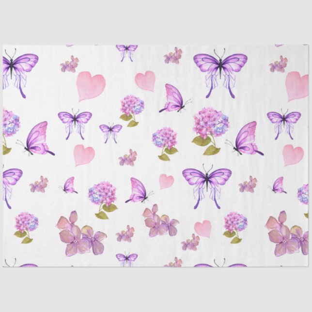 Papier Mousseline Hydrangea Watercolor Series Design 9 (Recto)