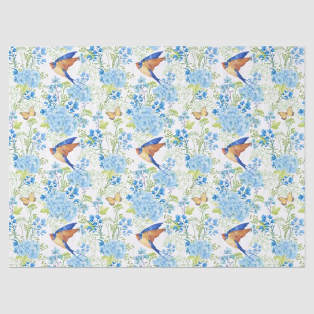 Papier Mousseline Hydrangeas Bleus (Recto)