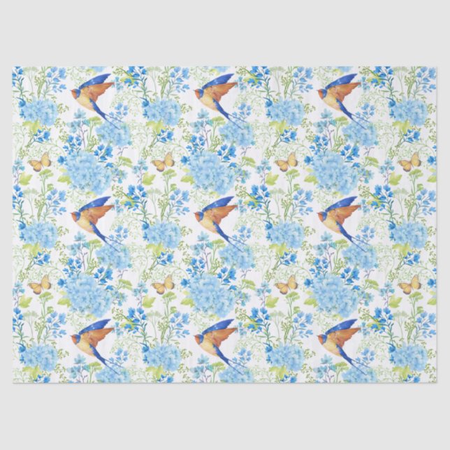 Papier Mousseline Hydrangée bleue (Recto)