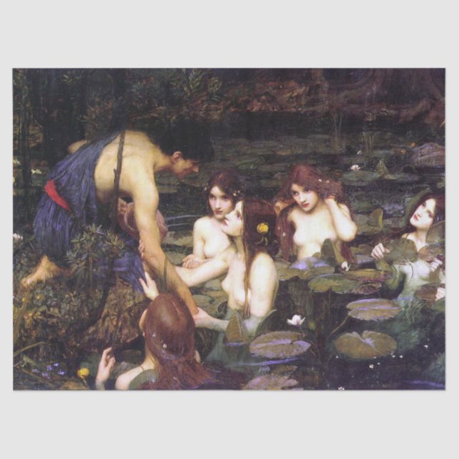 Papier Mousseline Hylas et les Nymphes, par J W Waterhouse Decoupage (Recto)
