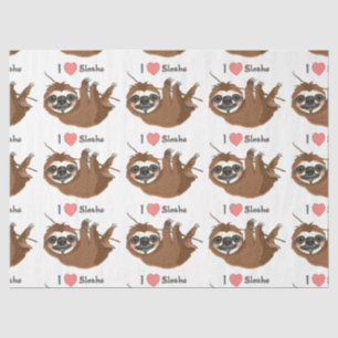 Papier Mousseline I Heart Sloths Baby Animal