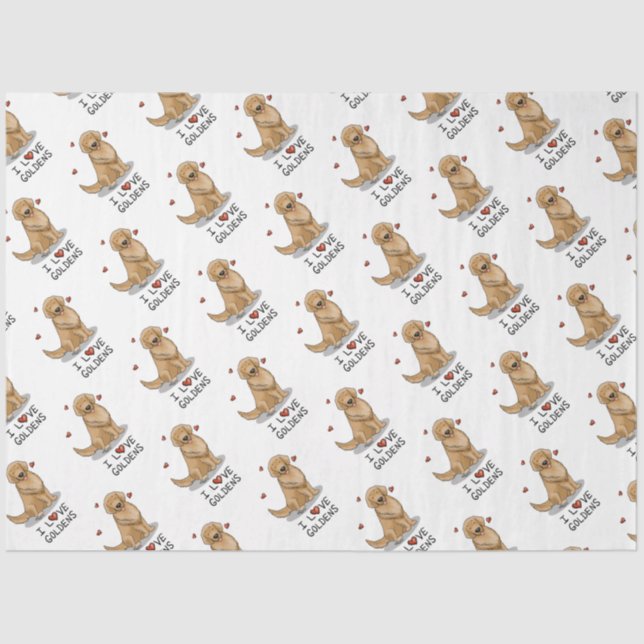 Papier Mousseline I Love Goldens - I Love Golden Retrievers (Recto)