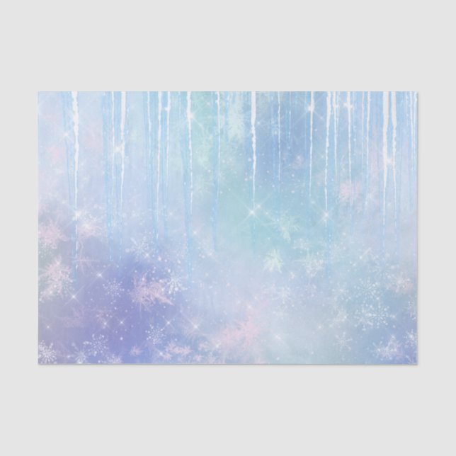 Papier Mousseline Icicles Snowflakes Crystals Bleu pourpre Anniversa (Recto)
