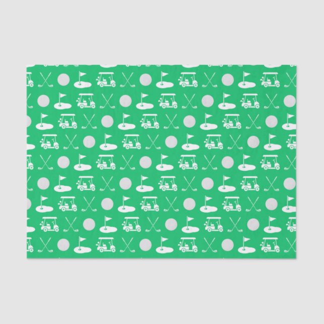 Papier Mousseline Icônes de golf vert et blanc (Recto)