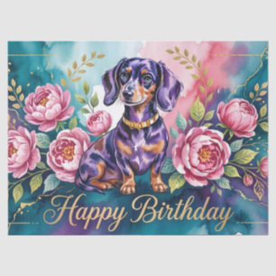 Papier Mousseline Illustration d'anniversaire de teckel