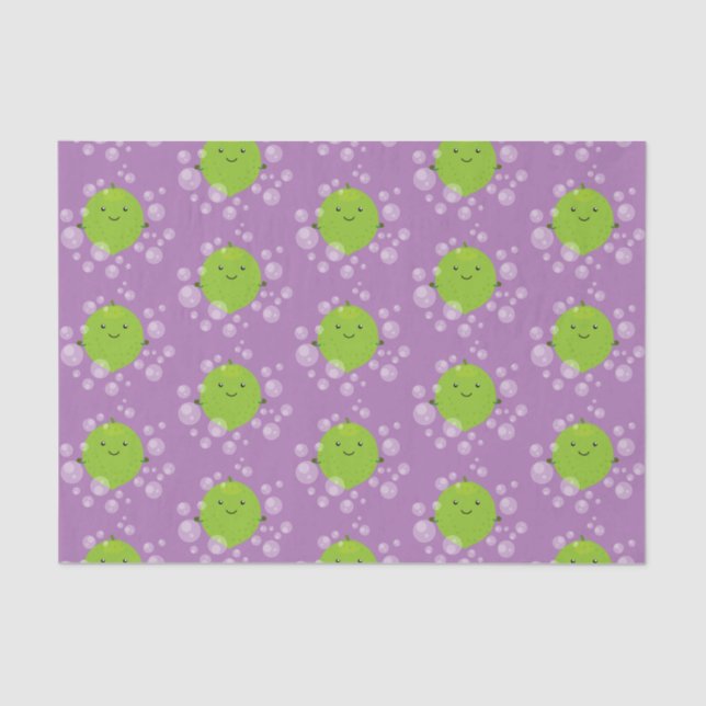 Papier Mousseline Illustration de bulles de chaux vert mou (Recto)