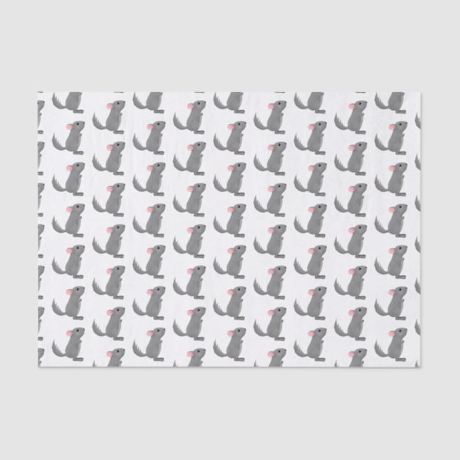 Papier Mousseline Illustration de chinchilla gris mignon (Recto)