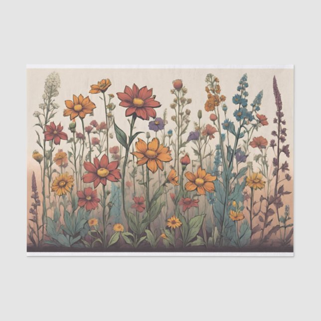 Papier Mousseline Illustration de la croissance des fleurs sauvages  (Recto)