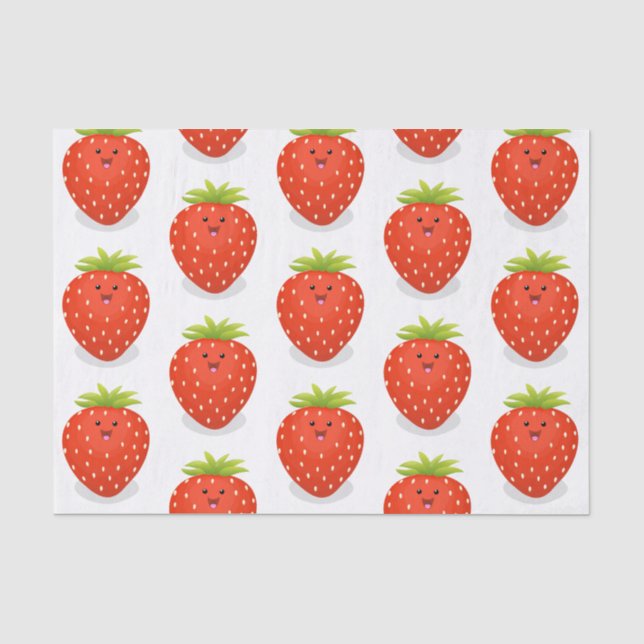Papier Mousseline Illustration de la fraise Cute kawaii (Recto)