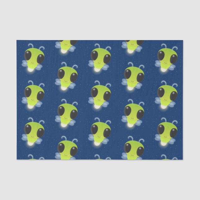 Papier Mousseline Illustration de la luciole vert mou (Recto)