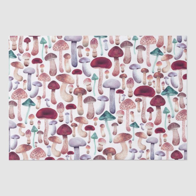 Papier Mousseline Illustration de l'aquarelle des champignons sauvag (Recto)