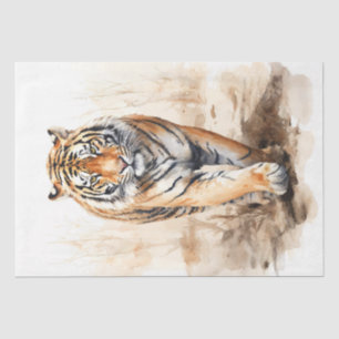 Papier Mousseline Illustration de l'aquarelle Majestic Tiger Walk