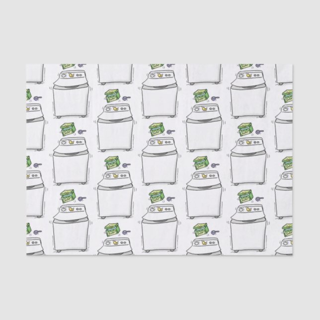 Papier Mousseline Illustration de lave-linge mignonne (Recto)