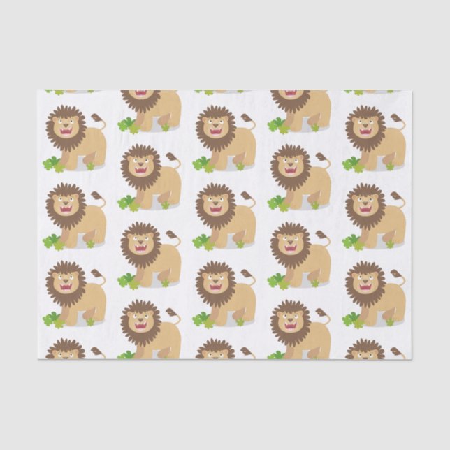 Papier Mousseline Illustration de l'effervescence de lions heureux (Recto)