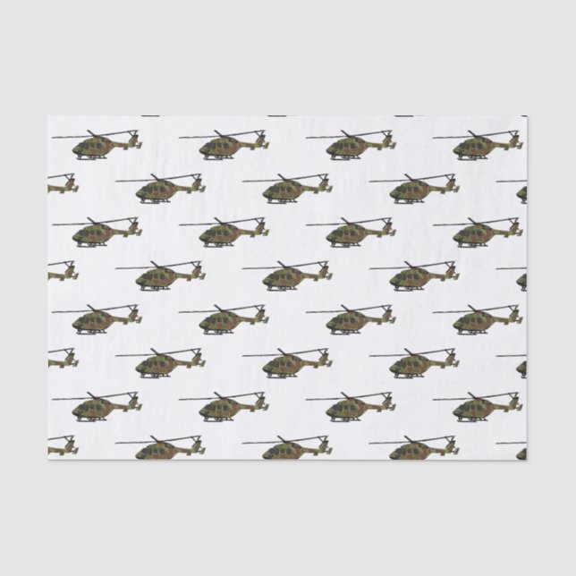 Papier Mousseline Illustration de l'hélicoptère de l'armée (Recto)