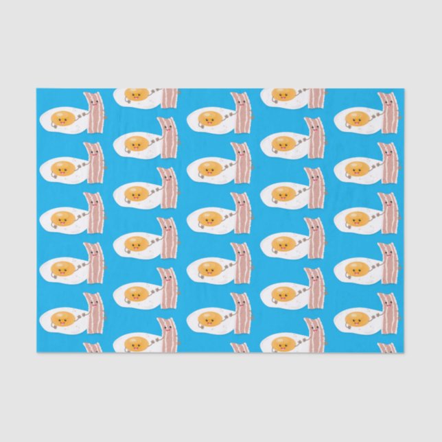 Papier Mousseline Illustration de l'oeuf de Cute kawaii et du bacon (Recto)