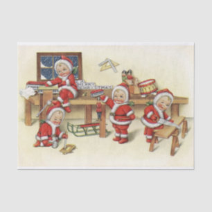Papier Mousseline Illustration de mignonne Vintage Baby Père Noël