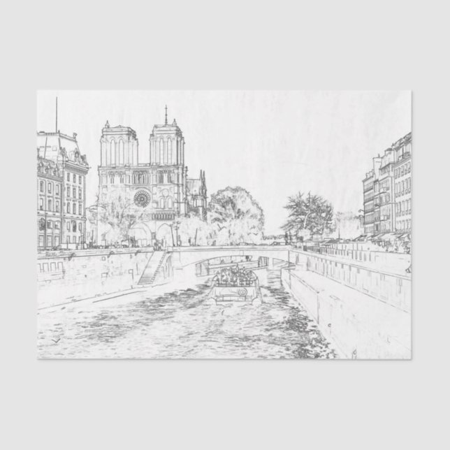 Papier Mousseline Illustration de Notre Dame de Paris (Recto)