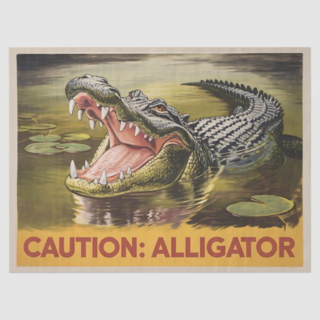 Papier Mousseline Illustration de prudence Alligator Découpage Vinta (Recto)