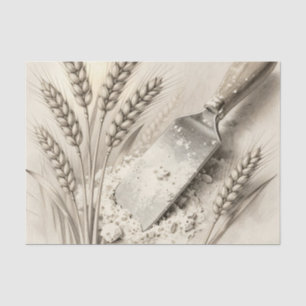 Papier Mousseline Illustration de racloir de pâte en farine avec des