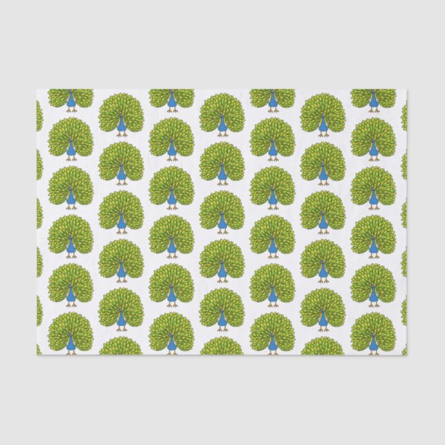 Papier Mousseline Illustration d'oiseau de paon brillant (Recto)