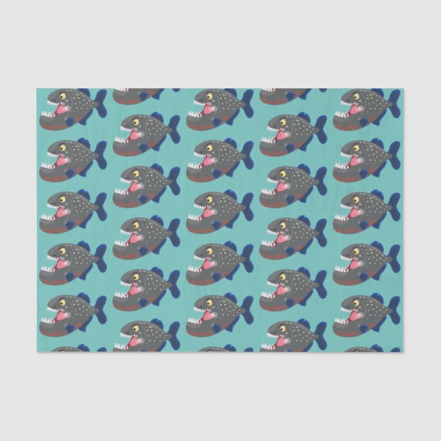 Papier Mousseline Illustration drôle de piranha affamée (Recto)