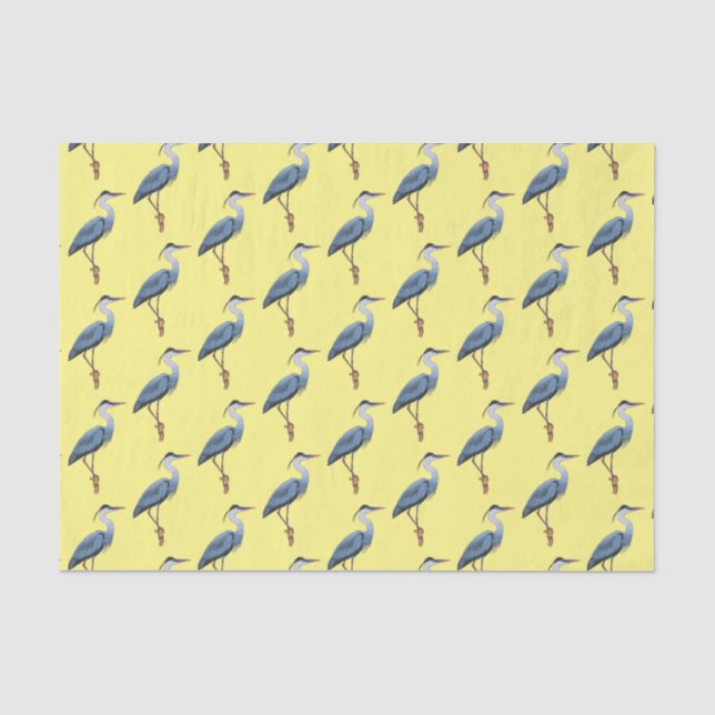 Papier Mousseline Illustration du grand héron bleu (Recto)