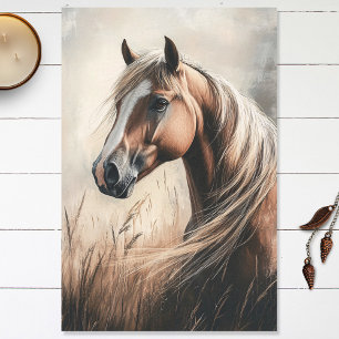 Papier Mousseline Illustration du portrait du cheval Palomino Découp
