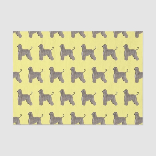 Papier Mousseline Illustration d'un chien hound afghan (Recto)