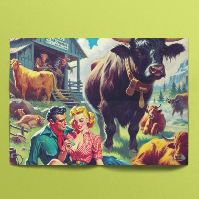 Papier Mousseline Illustration d'un couple de pays rétro (Créateur téléchargé)