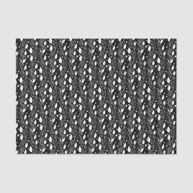 Papier Mousseline Illustration moderne abstraite d'encre noire et bl (Recto)