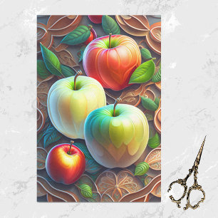 Papier Mousseline Illustration moderne des pommes rouges vertes