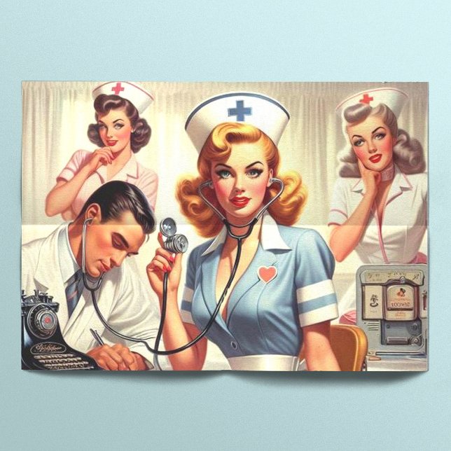 Papier Mousseline Illustration Retro Nurse (Créateur téléchargé)