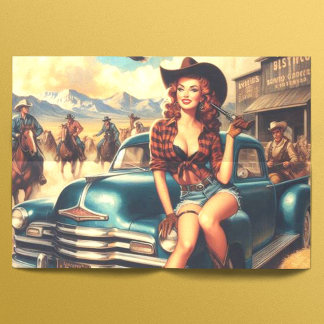 Papier Mousseline Illustration vintage Country Girl