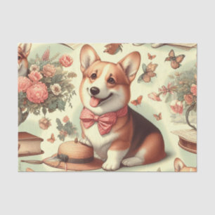 Papier Mousseline Illustration vintage de Corgi Cardigan gallois
