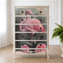 Illustration Vintage Roses Flamant Rose Victorien